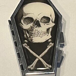 Kreepsville 666 Anatomical Skull Coffin Compact Gothic Mirror  4" tall